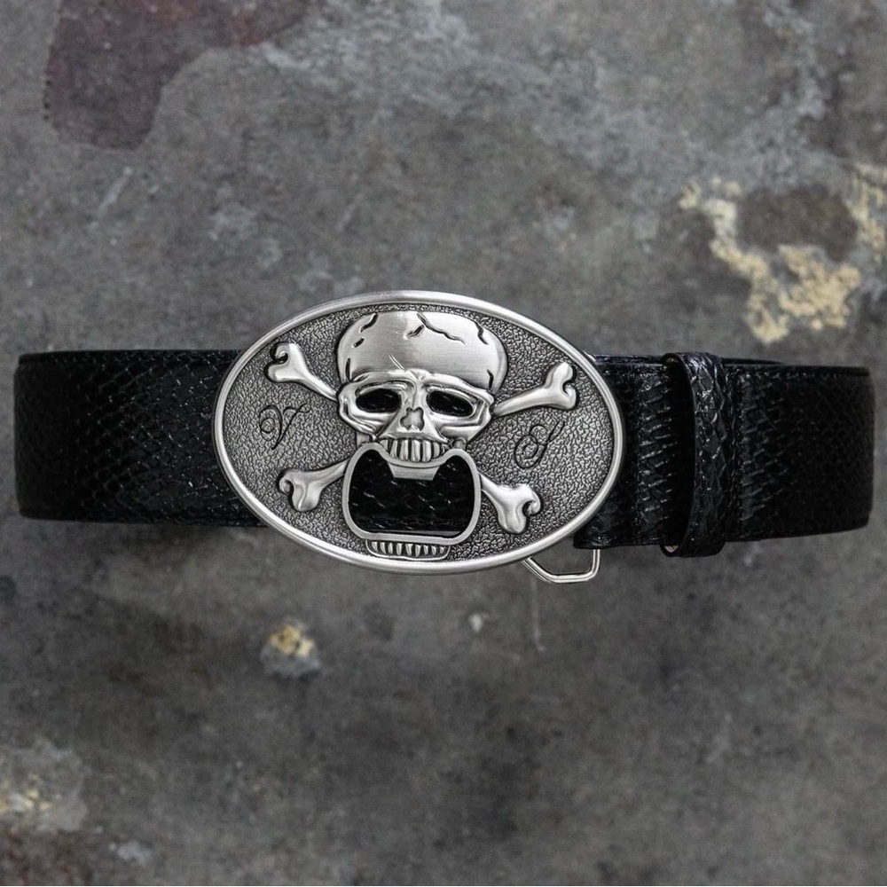 Black Belt with Skull Buckle